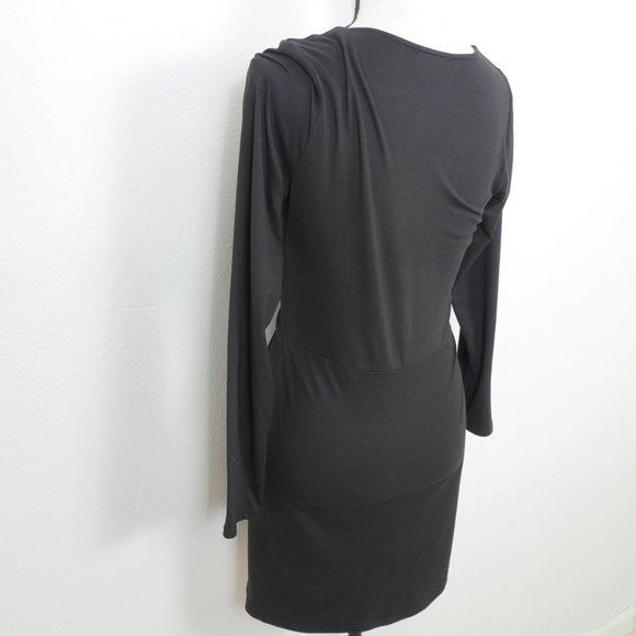 Fashion Nova Long Sleeve Deep Neck Line Wrap Front Size Large Mini Dress - Picture 10 of 10